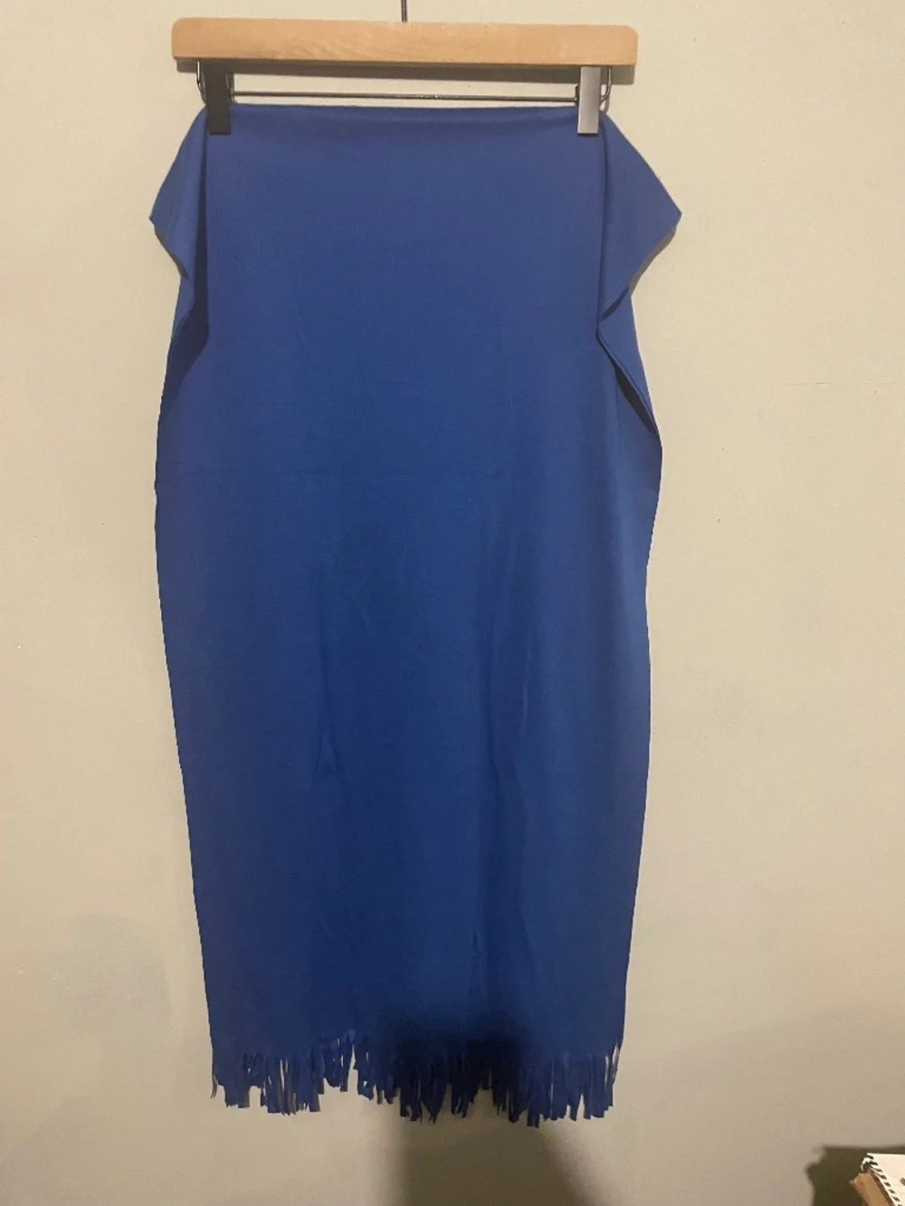 Royal blue fringed scarf 18 x 70